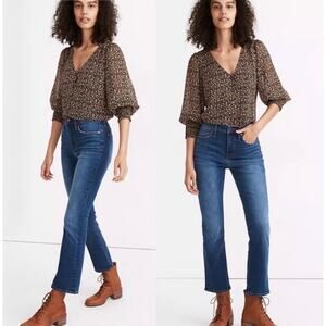 Madewell Womens Cali Demi Boot Dark Wash Blue Mid Rise Jeans Size 26P